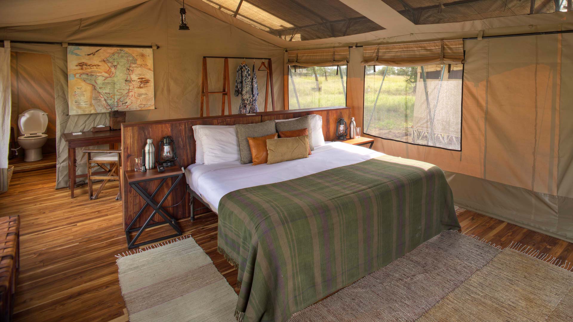 Guest tent at Olakira Migration Camp