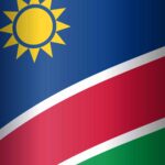 The flag of Namibia for our "Discover Namibia" travel blog post
