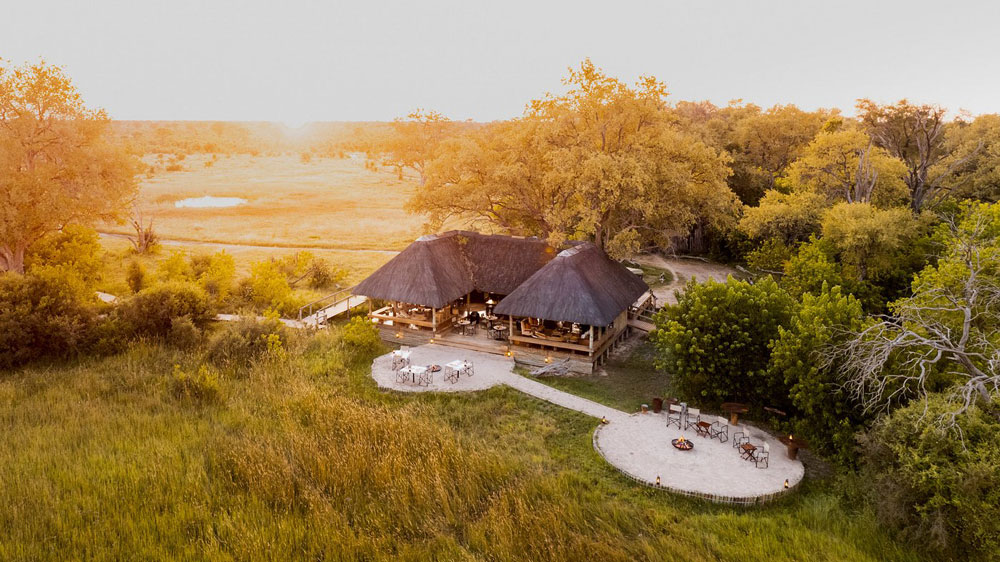 an aerial image of Little Sable camp in botswana