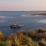 an aerial image of the guest boating activity at great plains conservation