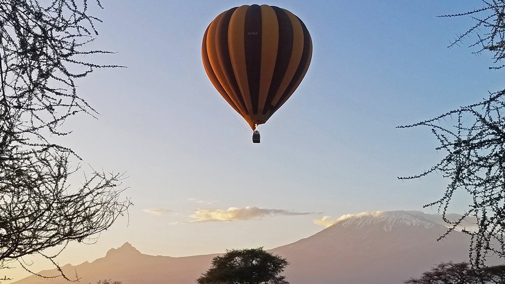 A incredible travel experience, hot air ballooning o n Amboseli with Kilimanjaro as your view